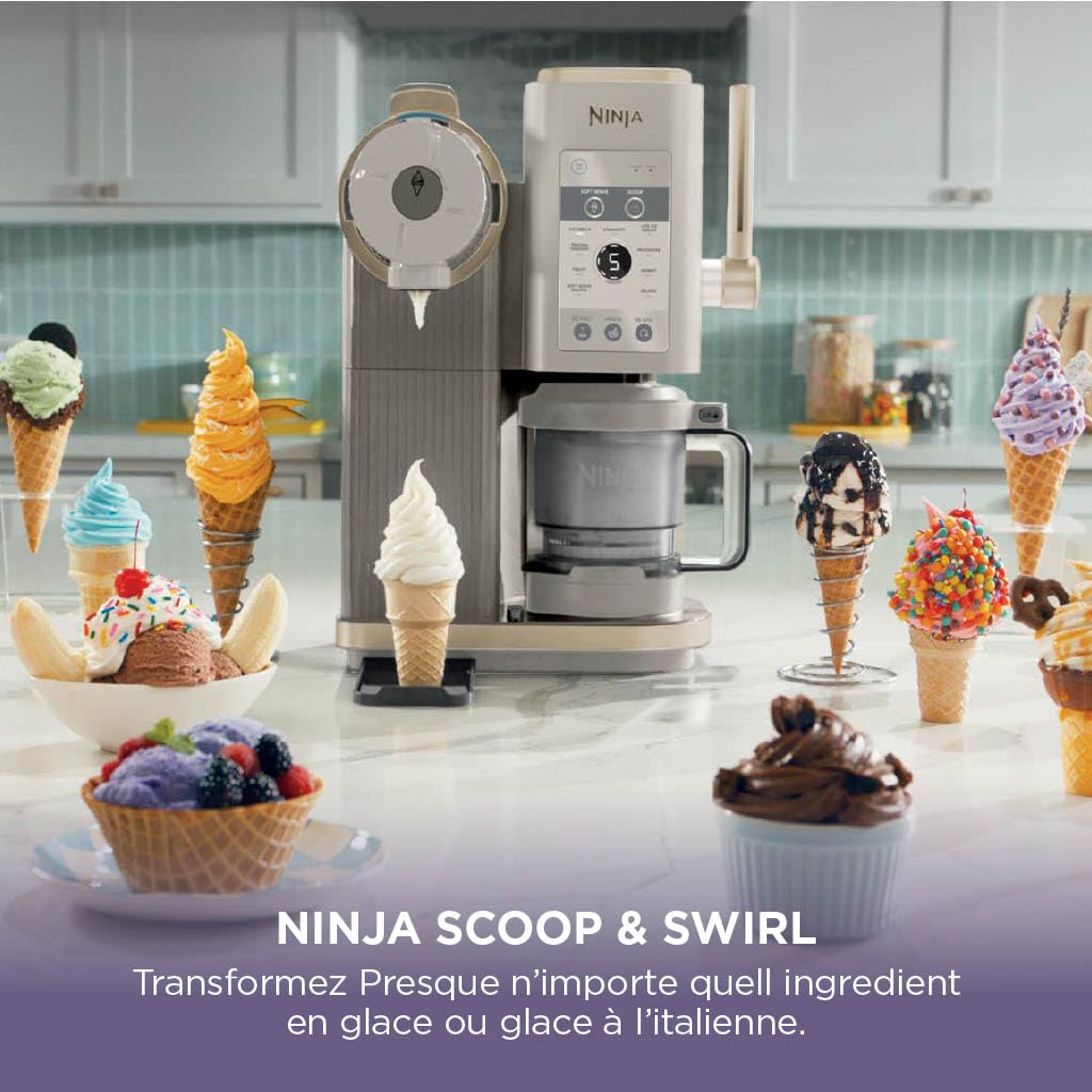 Sorbetière Automatique NC701EUSTGD 13 Modes 2 Pots 480ml Glace Gelato Sorbet Milkshake