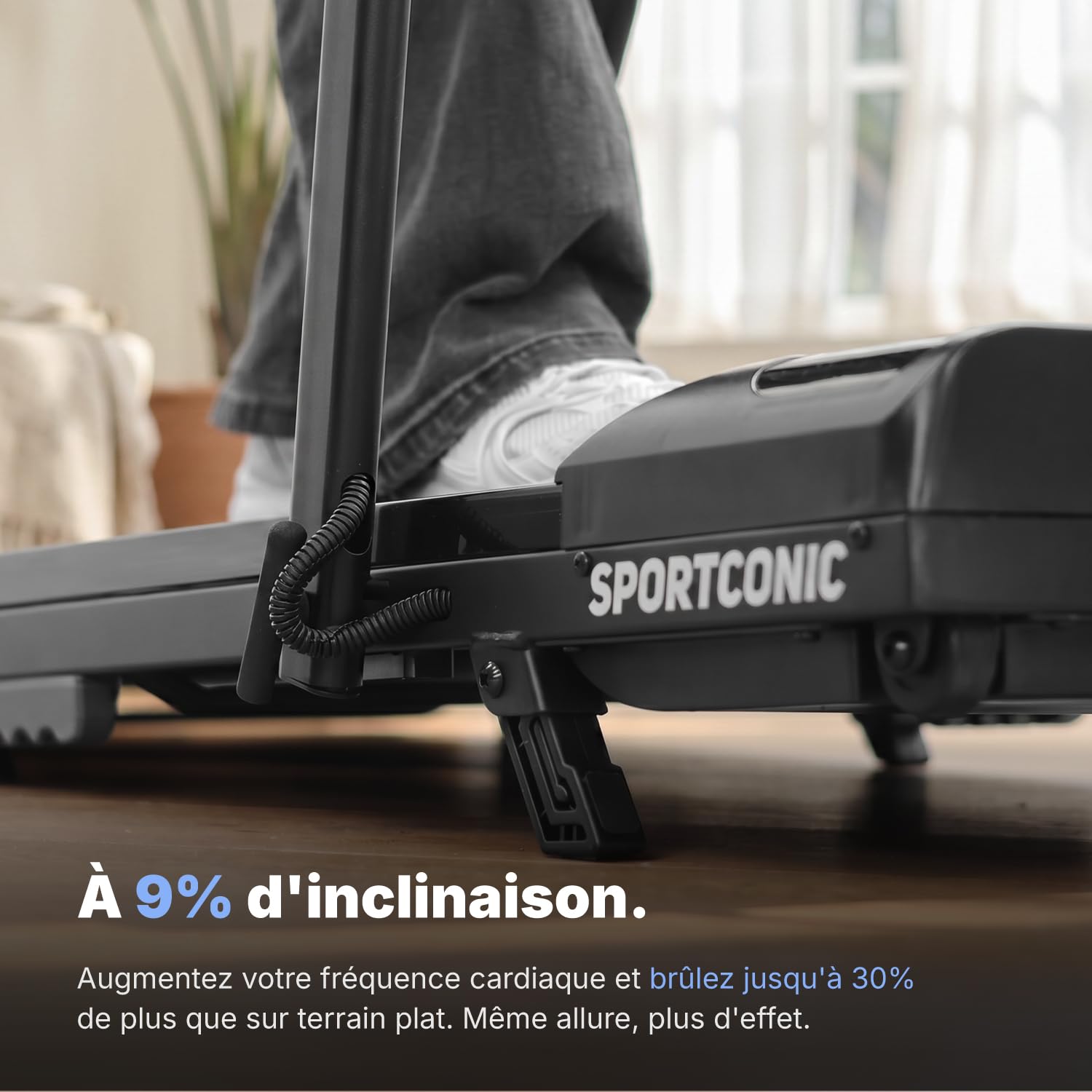 Tapis de course pliable P106FA avec inclinaison manuelle vitesse 12 km/h écran LED télécommande