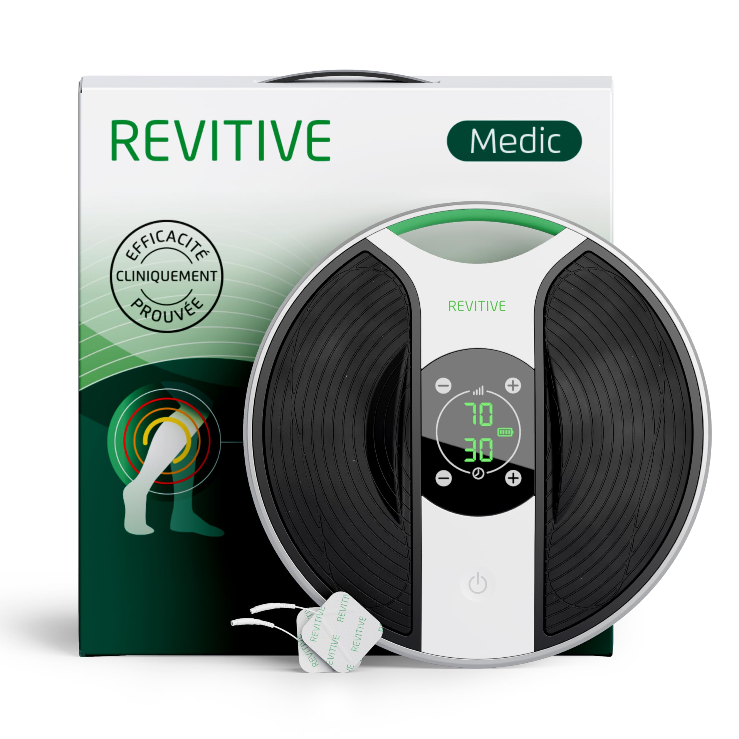 Stimulateur musculaire électrique Medic Plus avec électrodes TENS technologie OxyWave pour jambes et pieds