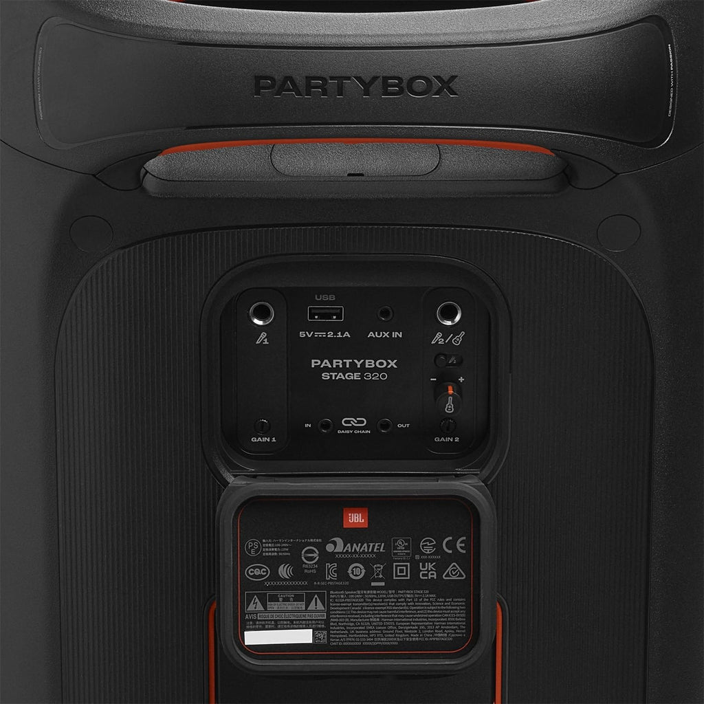 Enceinte portable PartyBox Stage 320 Bluetooth 240W stéréo avec éclairage LED batterie 18h roulettes poignée télescopique IPX4