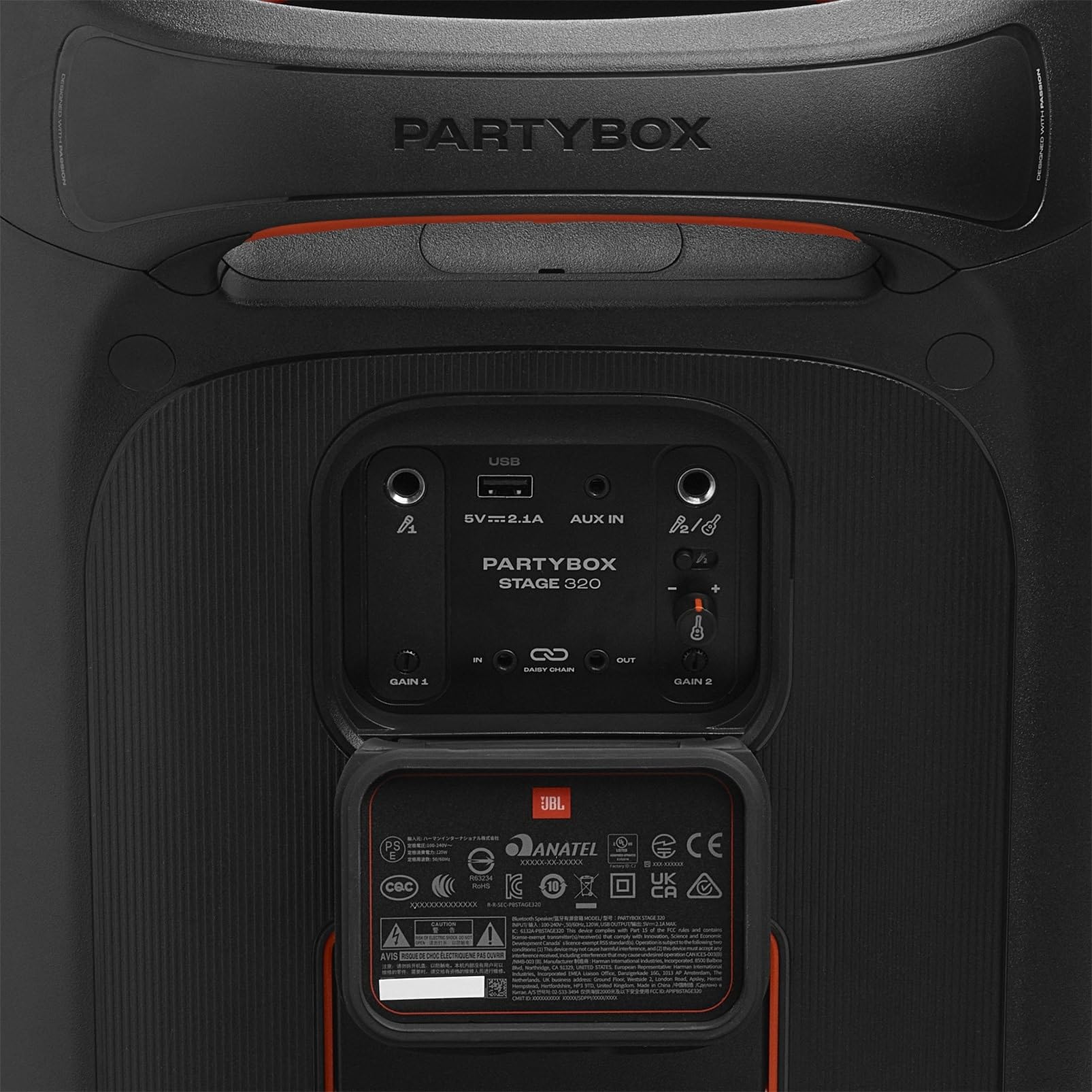 Enceinte portable PartyBox Stage 320 Bluetooth 240W stéréo avec éclairage LED batterie 18h roulettes poignée télescopique IPX4