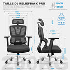 Fauteuil de bureau ergonomique N045 avec accoudoirs 4D appui-tête 3D profondeur d'assise réglable inclinaison 4 niveaux support 200 kg