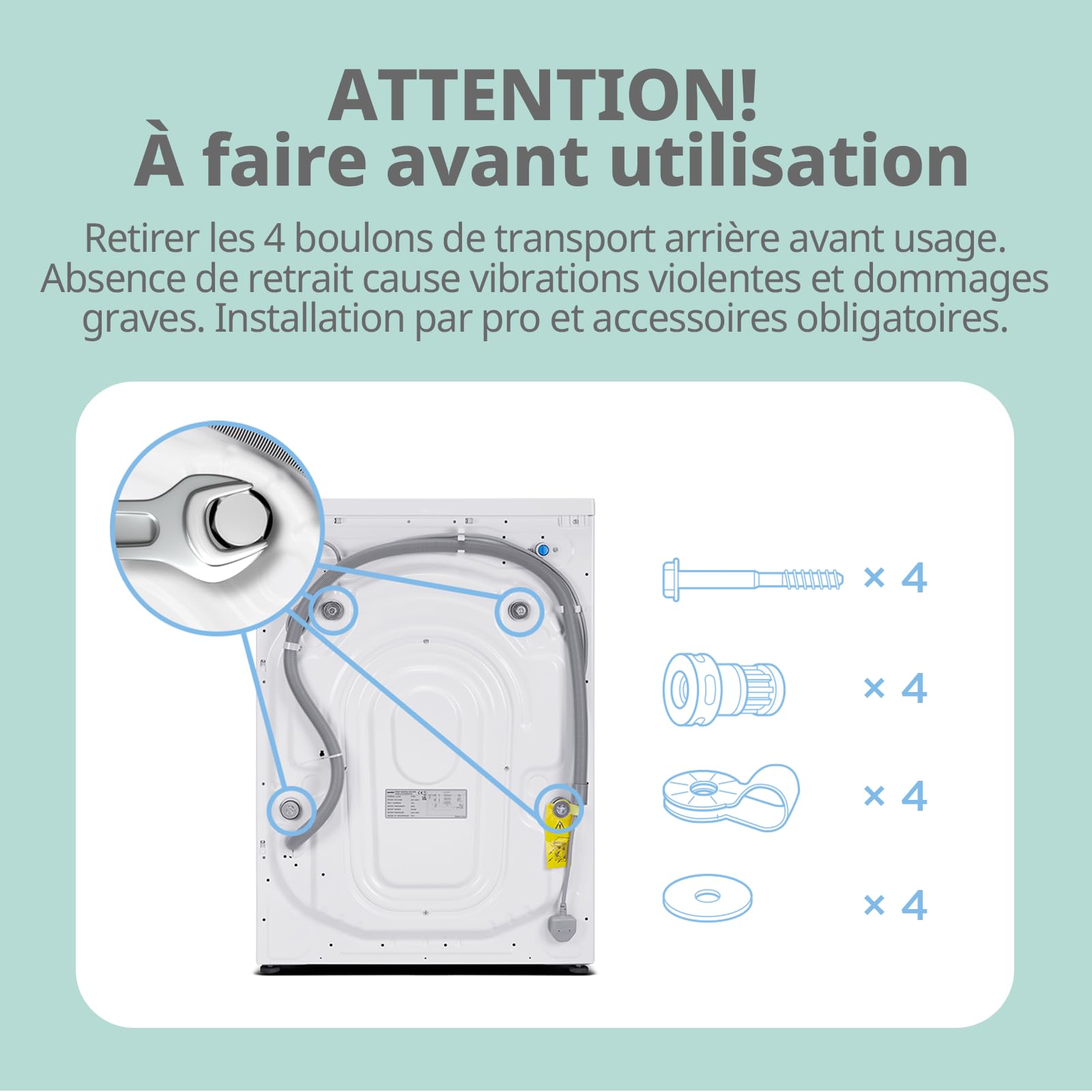 Lave-linge frontal 9 kg CFE12EW90/W Classe énergétique A Moteur BLDC 1400 tr/min 15 programmes Vapeur