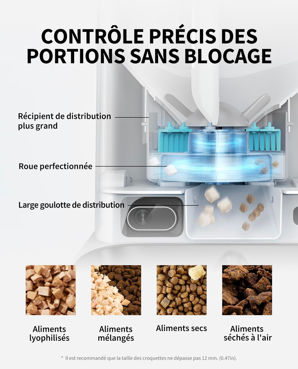 Distributeur automatique de croquettes pour chat P591 avec caméra HD 1080P Wi-Fi 5L double trémie et contrôle application