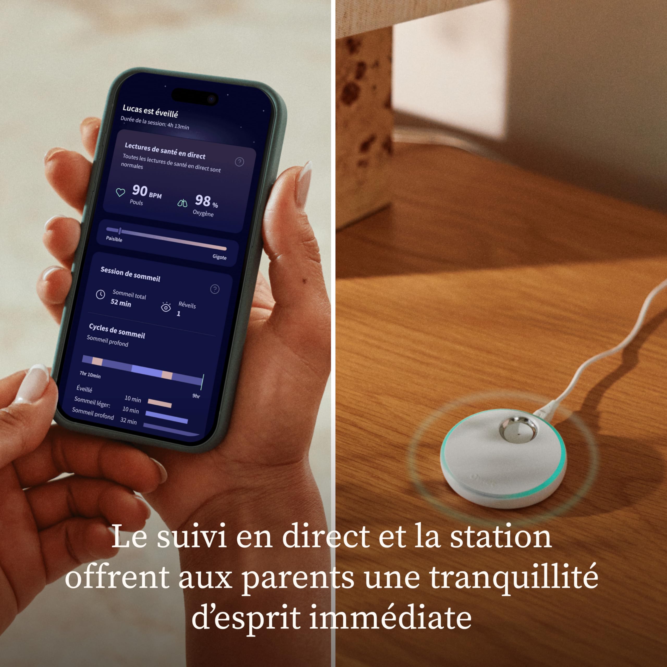 Moniteur bébé intelligent Dream Sock suivi fréquence cardiaque oxygène sommeil capteur optique