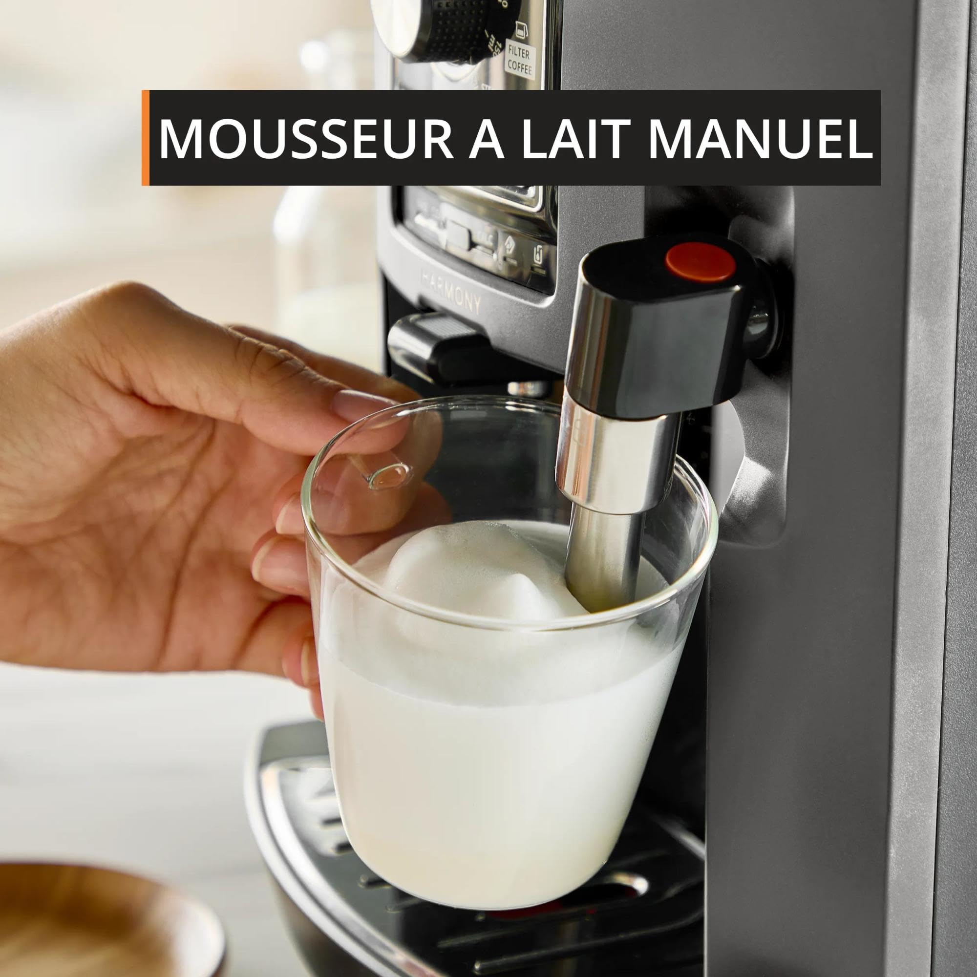 Machine espresso automatique Harmony EA508BE0 avec mousseur à lait manuel 4 boissons café en grains capacité 1,7 L buse vapeur