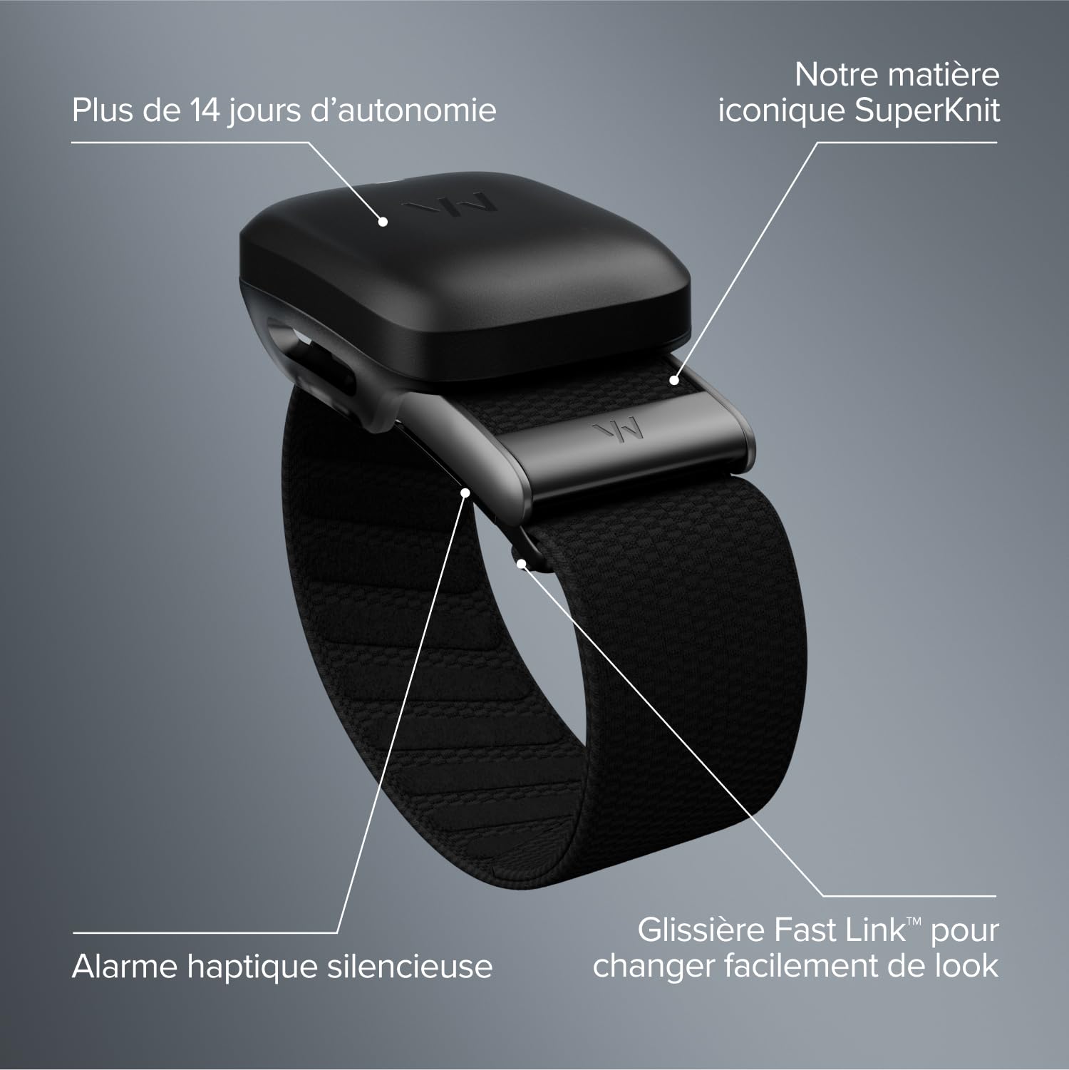 Capteur fitness santé 5.0/MG abonnement 12 mois suivi activité 24h/24 sommeil fréquence cardiaque SpO2 bracelet recharge sans fil