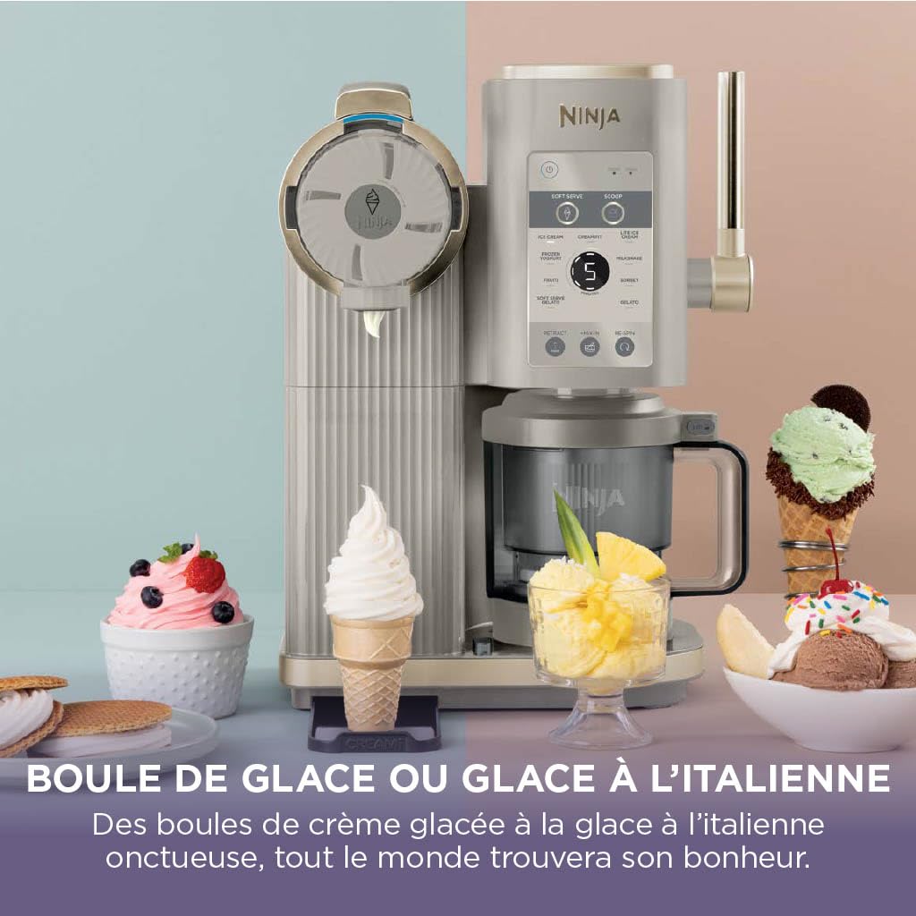 Sorbetière Automatique NC701EUSTGD 13 Modes 2 Pots 480ml Glace Gelato Sorbet Milkshake