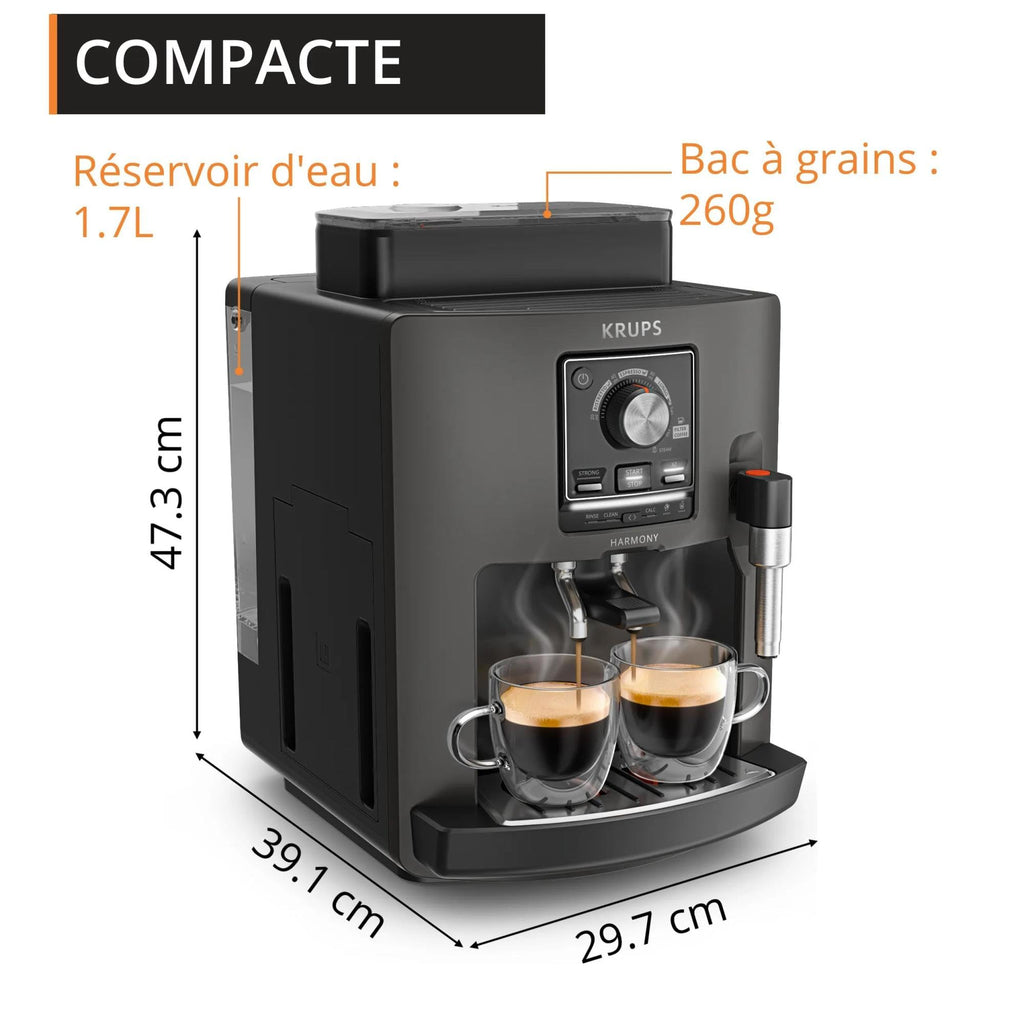 Machine espresso automatique Harmony EA508BE0 avec mousseur à lait manuel 4 boissons café en grains capacité 1,7 L buse vapeur