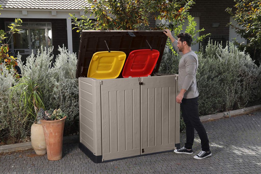 Abri poubelle SIO Pro 1200 litres extérieur en polypropylène avec couvercle verrouillable protection UV dimensions 145,5 x 82 x 123 cm