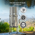 Système de filtration d’eau par gravité Earth WEEP850 en acier inoxydable AISI 304 8,5 L avec 2 éléments filtrants O’Pure 2