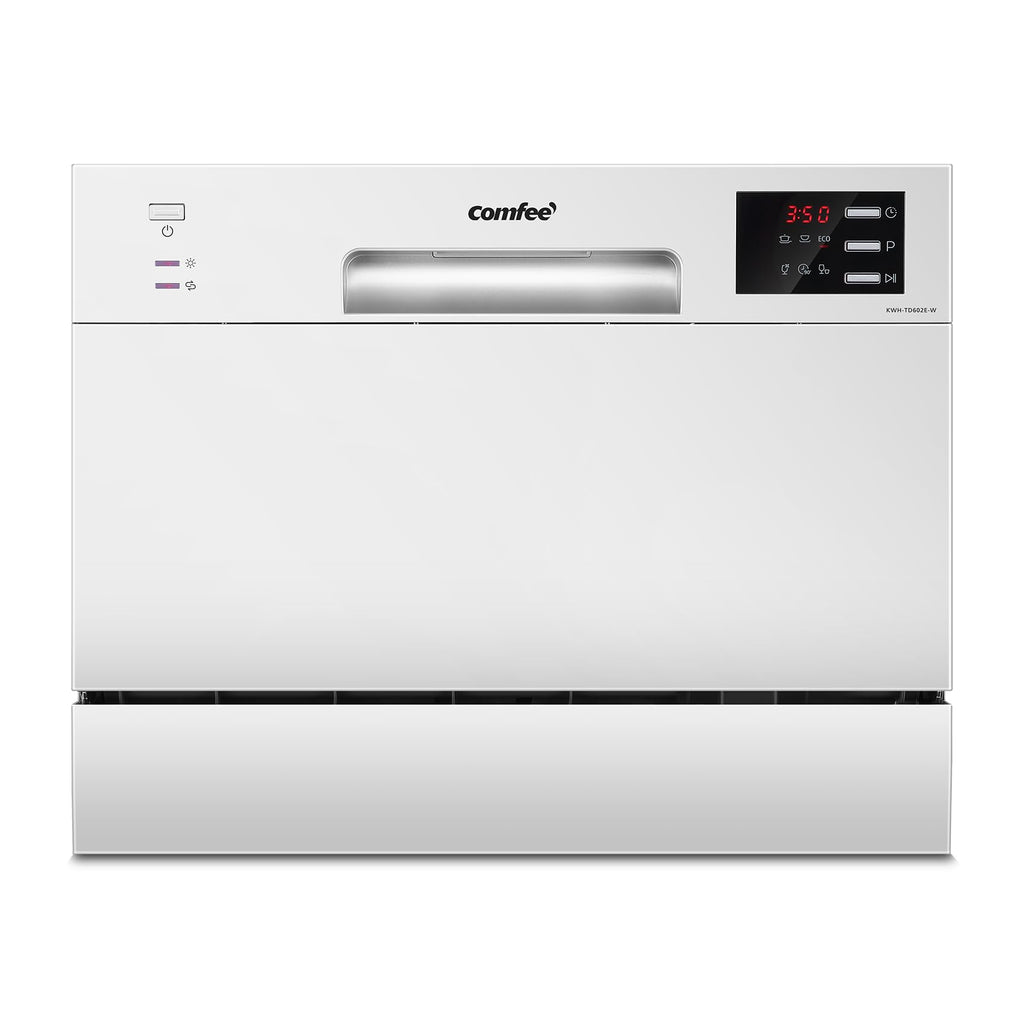Lave-vaisselle compact pose libre 6 couverts 6 programmes avec écran LED 6,5 L démarrage différé 47 dB blanc