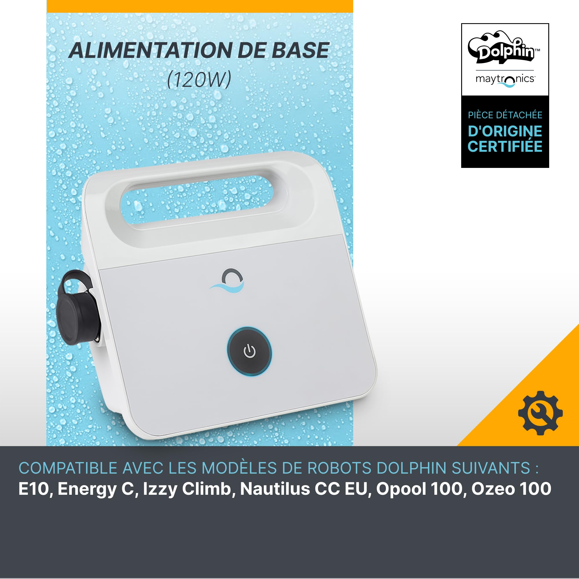 Alimentation pour robot piscine 99956032-ASSY 120 W 230 V compatible Dolphin E10 Energy C Nautilus CC EU