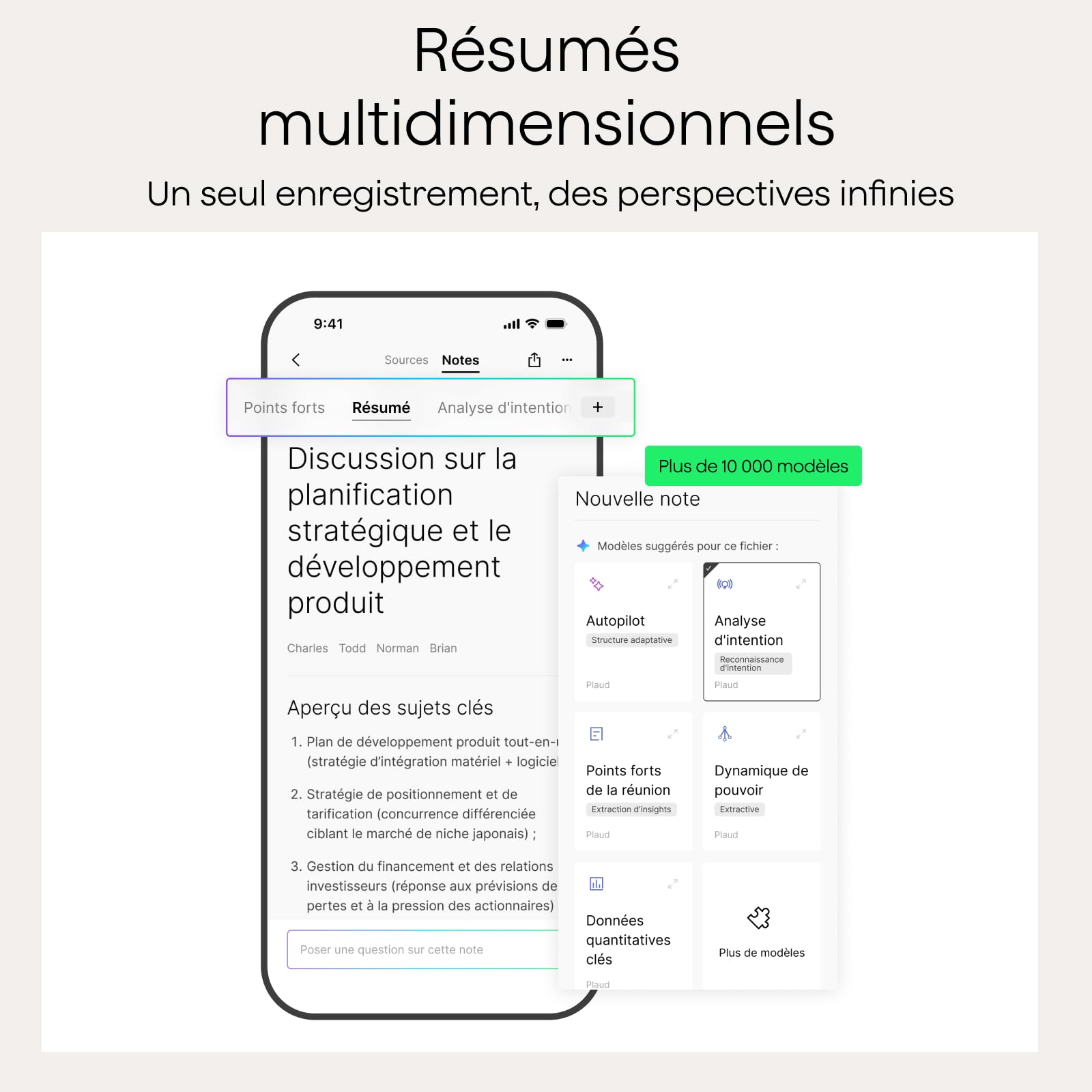 Enregistreur vocal IA PN0300 avec transcription automatique 64Go stockage Bluetooth enregistrement stéréo 50h avec étui magnétique