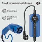 Câble de charge Type 2 Schuko 3,7 kW monophasé 8A-16A compatible véhicules électriques avec affichage numérique