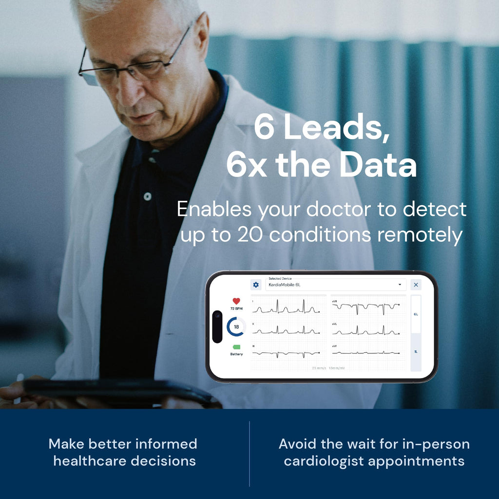 Moniteur ECG personnel KardiaMobile 6L à 6 dérivations avec capteur ECG Bluetooth autonomie 200 heures