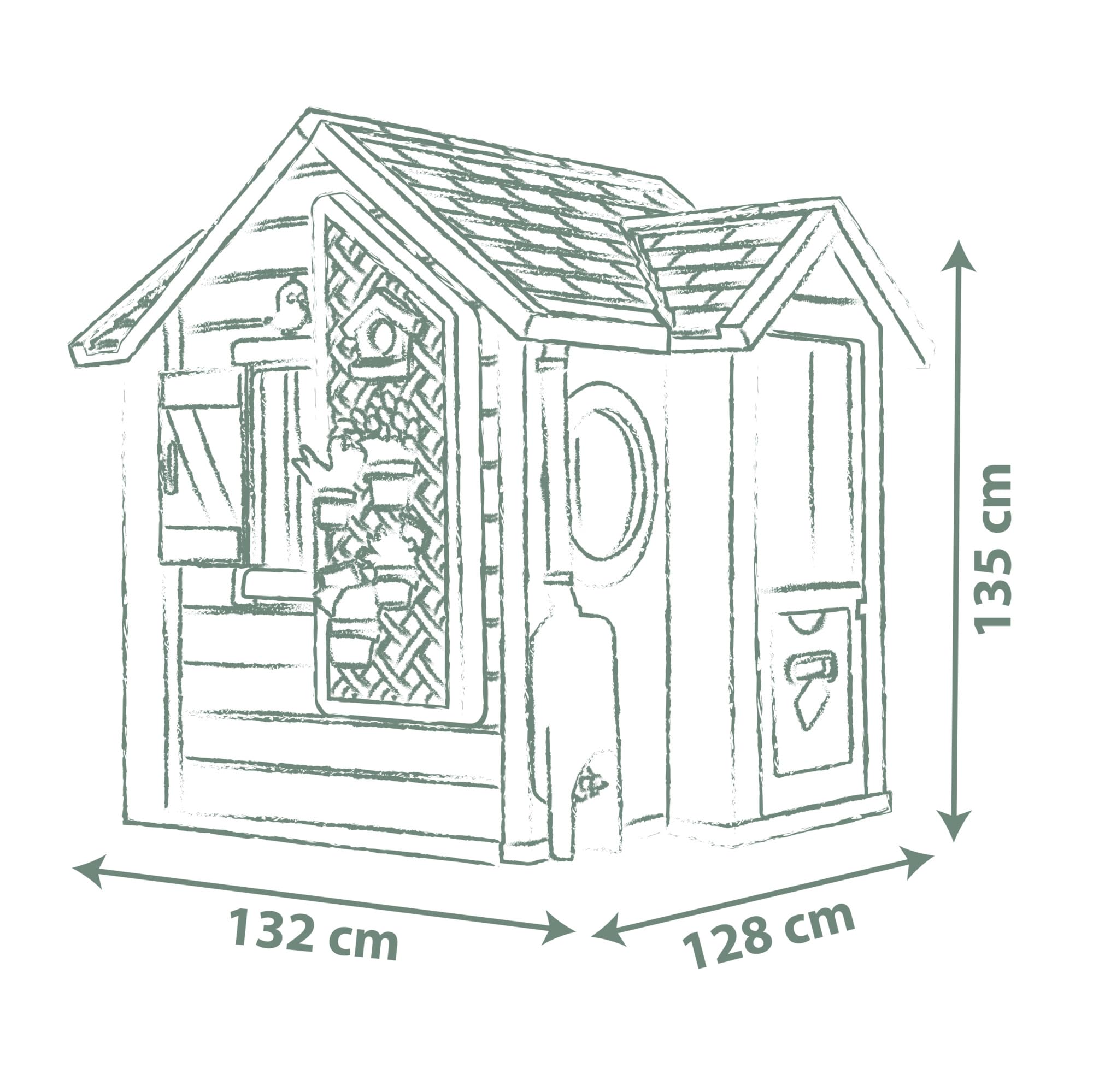 Maison de jardin enfant Garden House avec jardinière treillis mangeoire à oiseaux récupérateur d'eau plastique recyclé 132x128,5x135 cm
