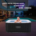 Spa gonflable Florence AR-HE-SPA4SAH 4 places 154x154 cm avec 100 jets de massage chauffage réglable filtration 600 L PVC noir