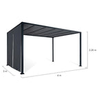 Pergola de jardin coulissante 3 x 4 m structure acier toile polyester 160 g/m² gris anthracite