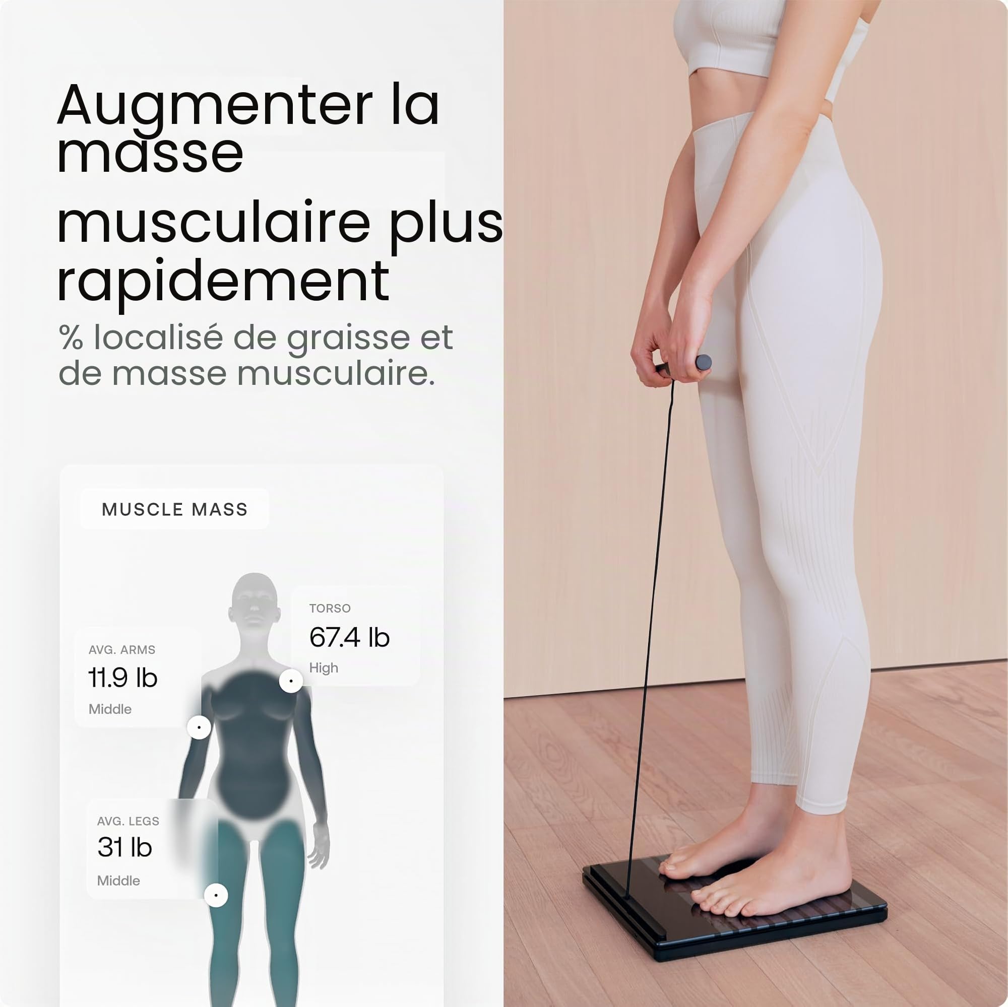Balance connectée d'analyse corporelle Body Scan BIA segmentaire ECG WiFi Bluetooth écran numérique