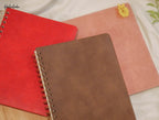 Cahier à spirales blanc couverture souple cuir PU 7x9 po ou 8,5x11 po 180 ou 280 pages