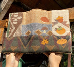 Protège-carnet A5 en patchwork et broderie (motif de fruits d'automne)