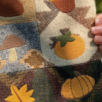 Protège-carnet A5 en patchwork et broderie (motif de fruits d'automne)