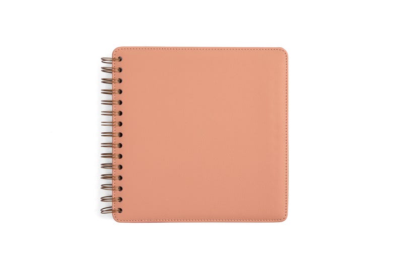 Carnet de notes à spirales carré rose | Couverture rigide en cuir PU | 180 pages | Papier ligné, ligné large, quadrillé, quadrillé ou uni
