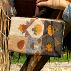 Protège-carnet A5 en patchwork et broderie (motif de fruits d'automne)