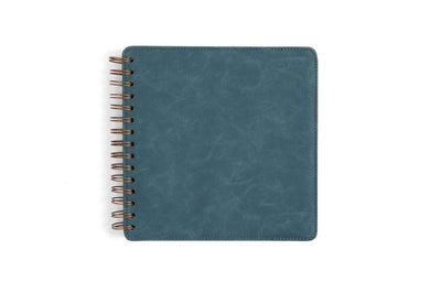 Carnet de notes à spirales, couverture rigide en cuir PU, carré bleu sarcelle 8,3 x 8,3 po, papier ligné