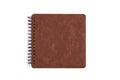 Carnet de notes carré marron à spirales, couverture rigide en cuir PU, papier ligné, ligné large, quadrillé, ordinaire, 8x8 pouces