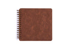 Carnet de notes carré marron à spirales, couverture rigide en cuir PU, papier ligné, ligné large, quadrillé, ordinaire, 8x8 pouces