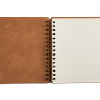Carnet de notes à spirales crème 8 x 8 po | Couverture rigide en cuir PU | Papier ligné, ligné large, quadrillé, ordinaire
