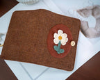 Cahier à carreaux en laine vintage A5 A6, journal fleurs tricotées main, couverture rigide en tissu