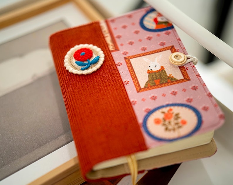 Carnet de notes en velours côtelé A5 A6 avec fleurs au crochet