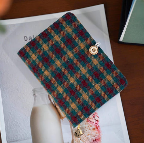 Bloc-notes portable en tissu à carreaux rétro A6 A5, carnet de notes à anneaux avec feuilles mobiles