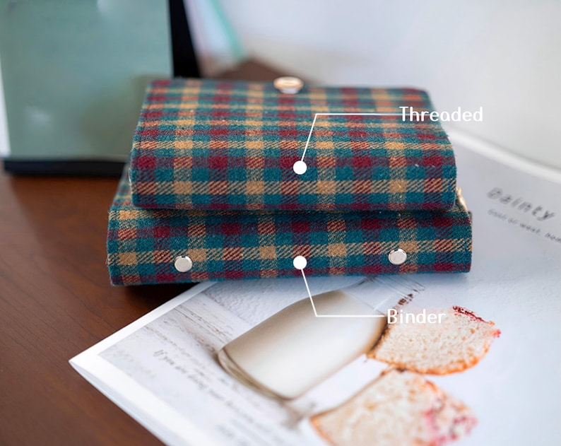 Bloc-notes portable en tissu à carreaux rétro A6 A5, carnet de notes à anneaux avec feuilles mobiles