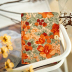 Carnet notes A5 A6 floral velours côtelé fait main, pages lignées quadrillées blanches kraft