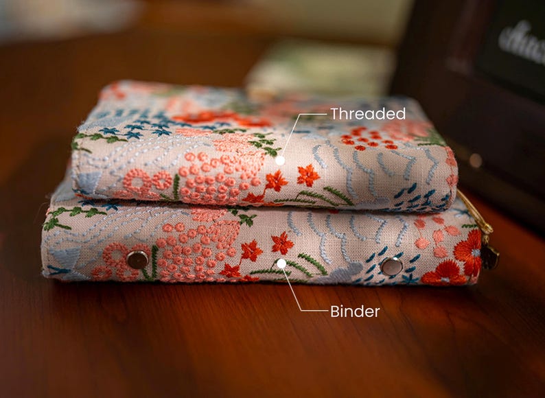 Carnet de notes brodé floral A5 A6 – Papier de haute qualité, couverture en tissu brodé