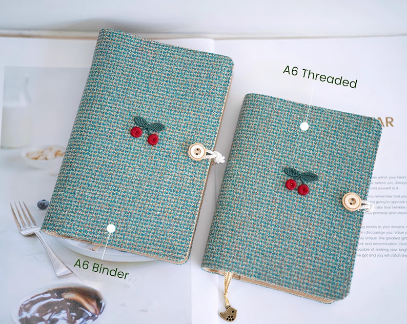 Carnets en laine cerise A5 A6 : Journal brodé