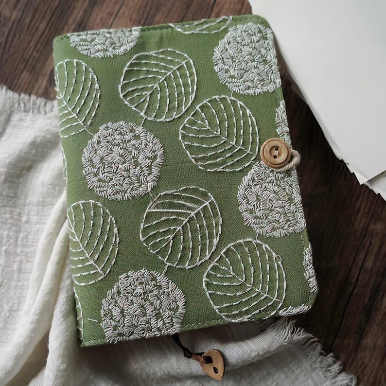 Journal Brodé A5 A6 | Carnet de Notes Fait Main avec Couverture en Tissu
