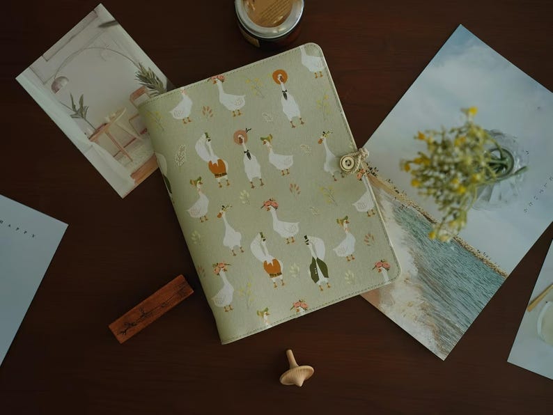 Carnet de notes brodé en tissu d'ange, A5 A6, feuilles mobiles ou relié fil