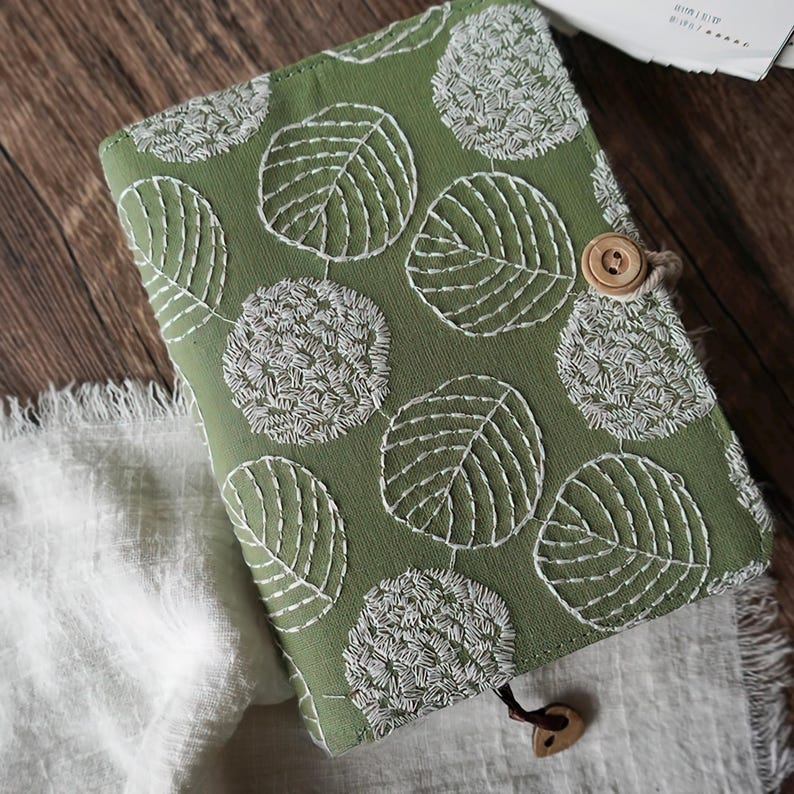Journal Brodé A5 A6 | Carnet de Notes Fait Main avec Couverture en Tissu