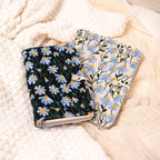 Carnet de Voyage A5/A6 avec Couverture en Tissu Brodé Marguerite, Bloc-notes Portable 180 Pages