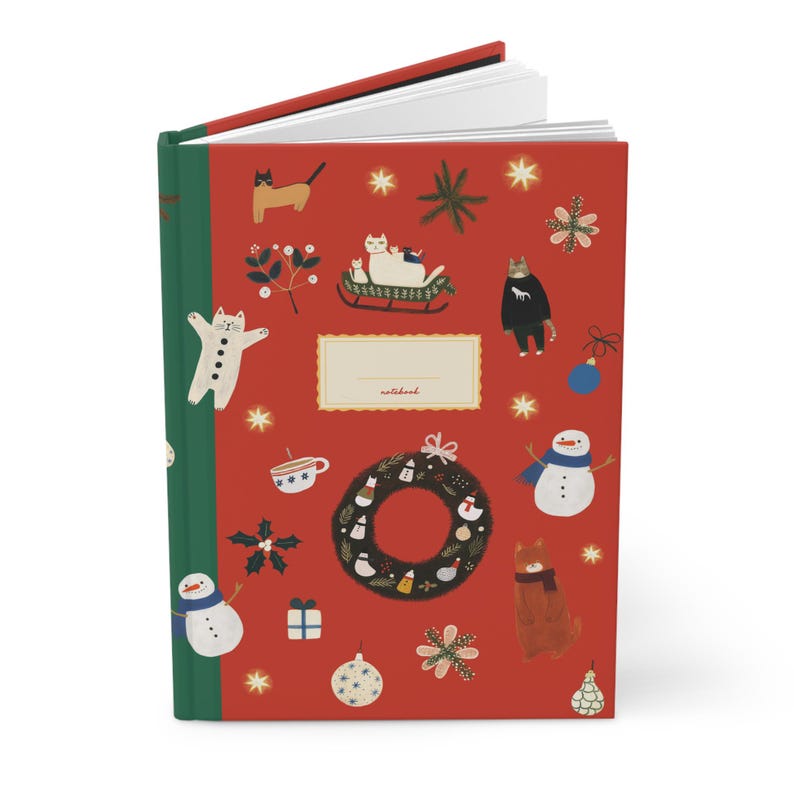 Carnet de notes Noël à couverture rigide - Journal ligné A5, papeterie festive