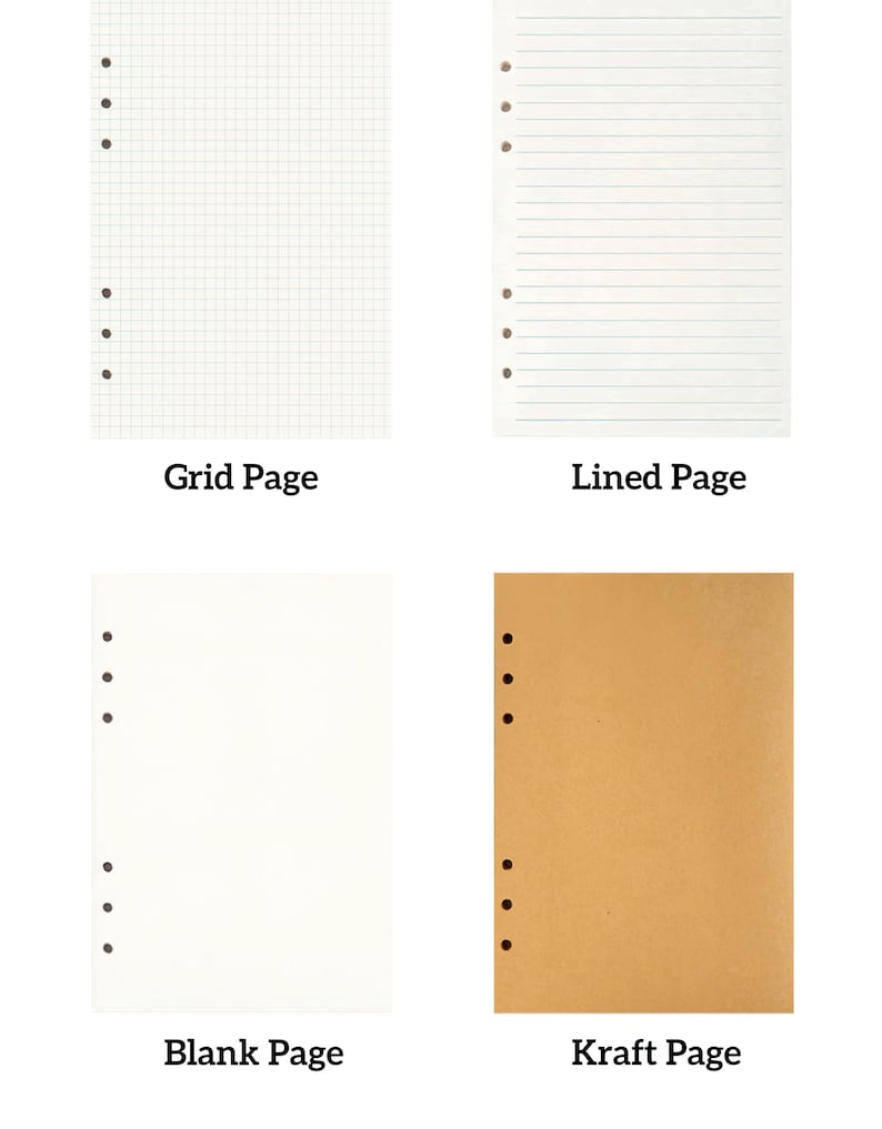 Carnet de notes A6 A5 vintage en tissu, 6 anneaux réutilisable avec pages mobiles
