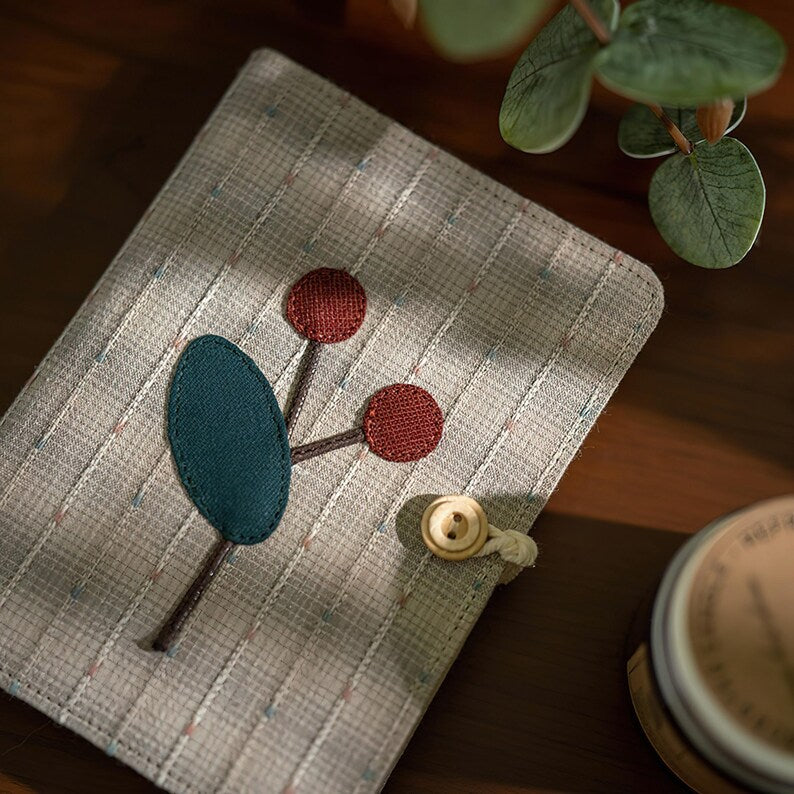 Carnet brodé main A5 A6 en tissu patchwork | Journal à couverture brodée