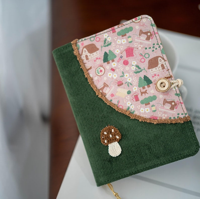 Journal A5 A6 en Velours Côtelé, Reliure à Feuilles Mobiles ou Métallique, Champignon