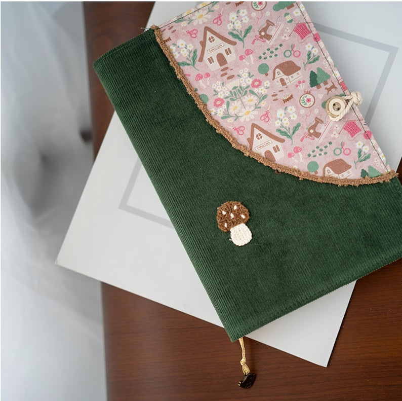 Journal A5 A6 en Velours Côtelé, Reliure à Feuilles Mobiles ou Métallique, Champignon