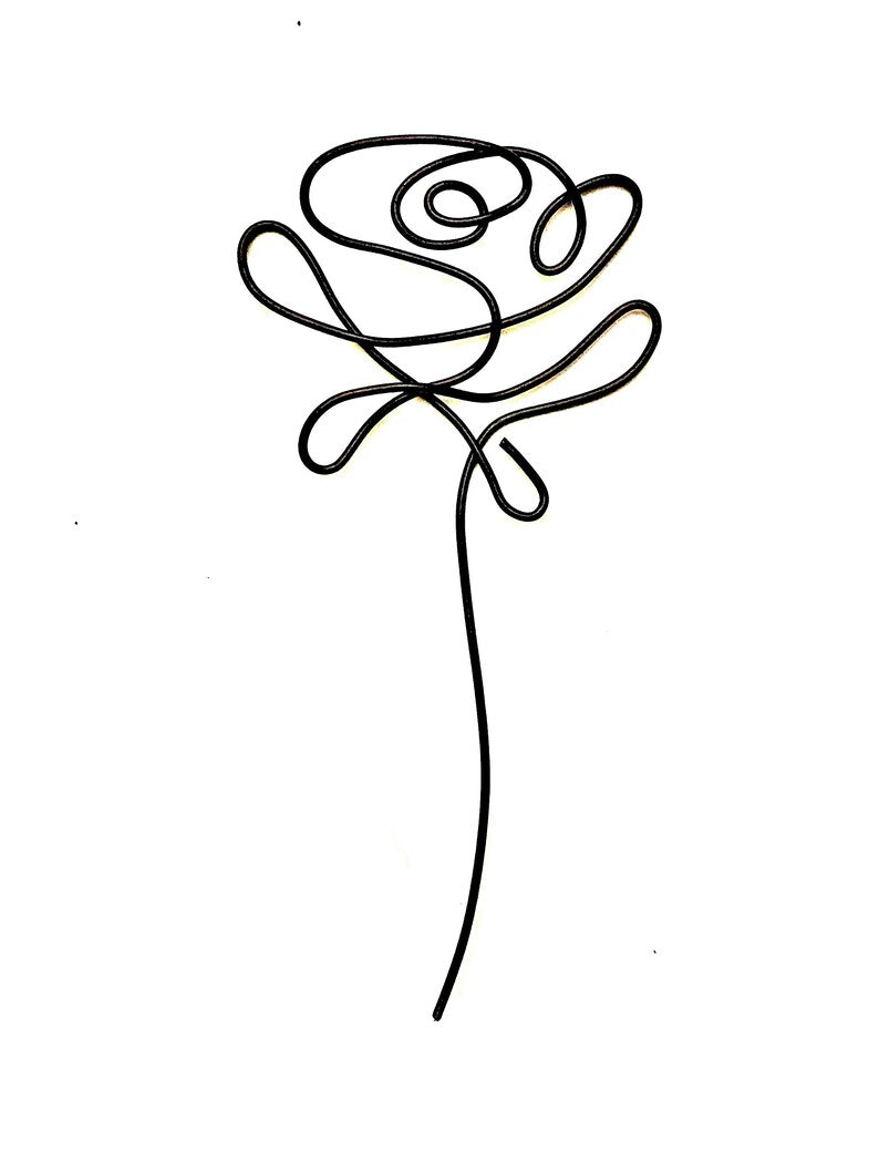 Marque-page rose en fil de fer 15cm - Noir ou doré